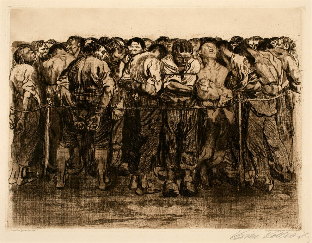Die Gefangenen [The Prisoners]. Artist: Käthe Kollwitz. Date: 1908. Medium: soft-ground etching.