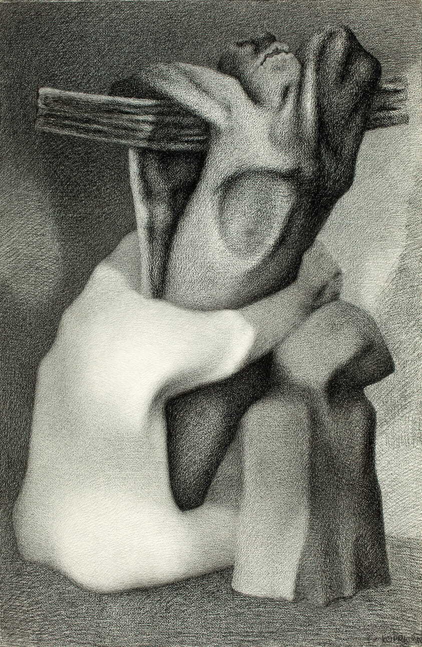 Crucifixion. Artist: Chaim Koppelman. Date: 1947. Medium: charcoal.
