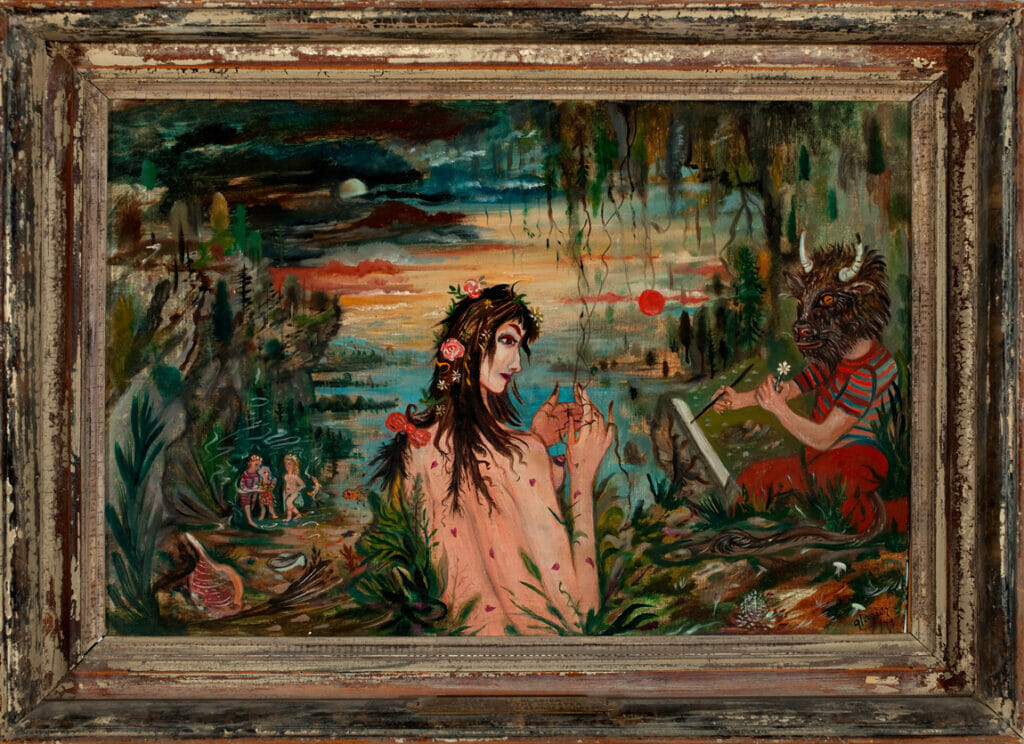 Theseus and the Monster. Artist: Marshall Glasier. Date: 1949. Medium: oil on panel.