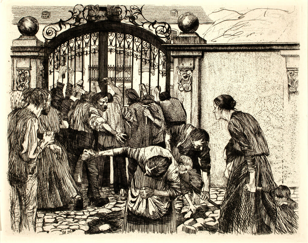 Sturm [Riot]. Artist: Käthe Kollwitz. Date: 1897. Medium: etching and emery.
