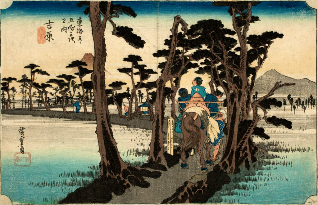 Yoshiwara. Artist: Utagawa Hiroshige. Medium: woodblock.