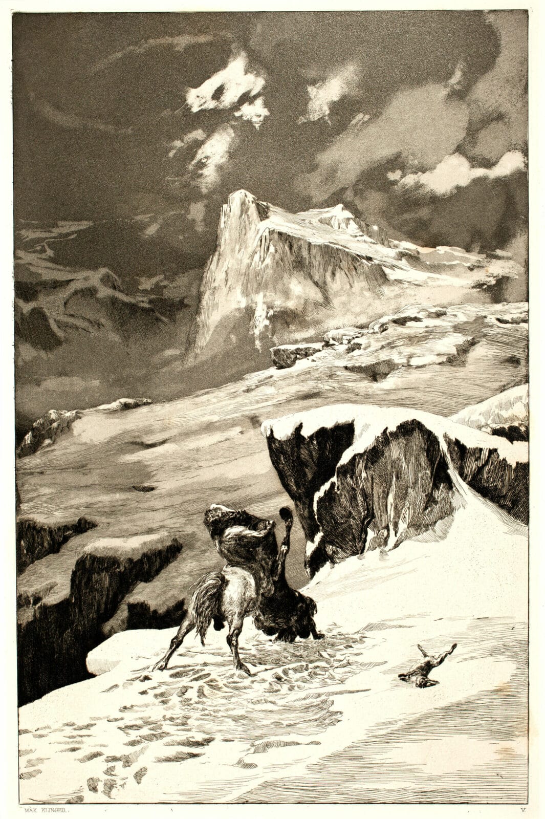 Kampfende Centauren, “Battling Centaurs”. Artist: Max Klinger. Date: 1881. Medium: etching and aquatint.