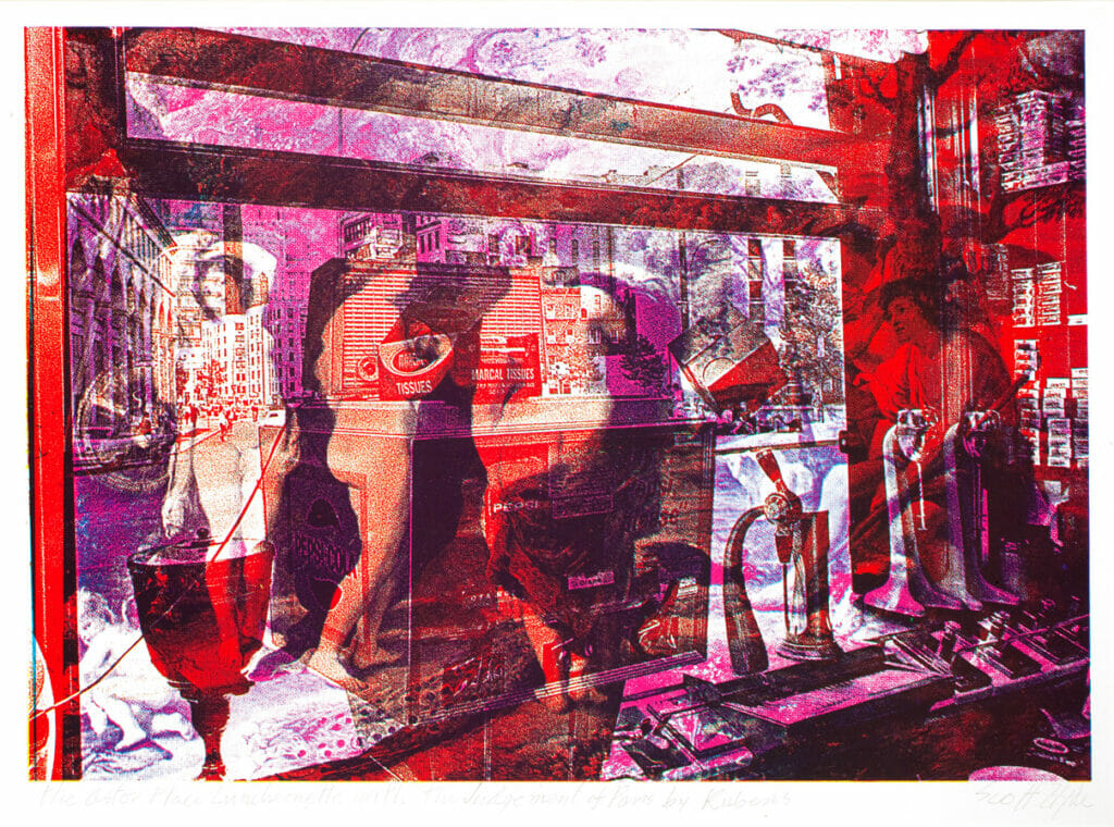 Astor Place Lucheonette with the Judgement of Paris by Rubens. Artist: Scott Hyde. Date: 1970. Medium: offset lithograph.
