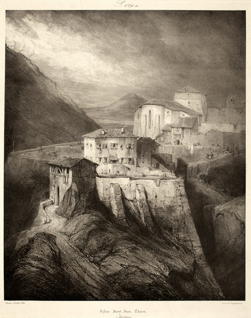 Église Saint Jean, Thiers Auvergne. Artist: Eugene Isabey. Date: 1831. Medium: lithograph and chine collé.