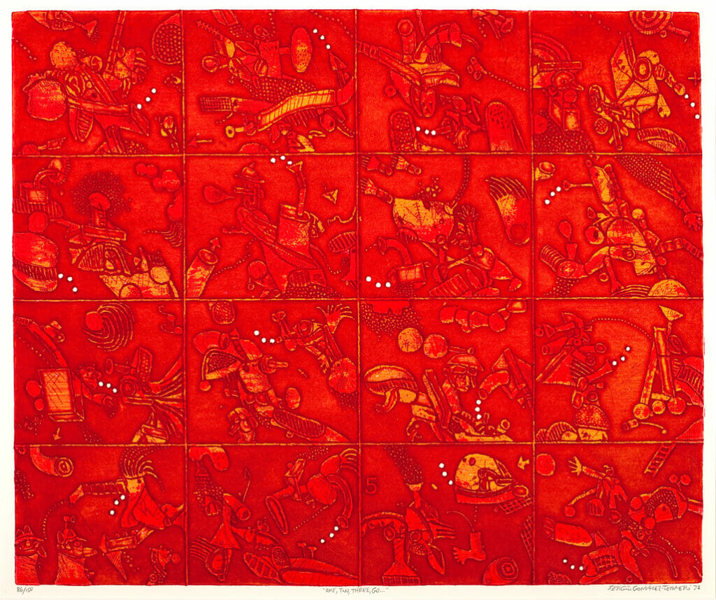 One, Two, Three, Go…. Artist: Sergio Gonzalez-Tornero. Date: 1972. Medium: aquatint with embossing.
