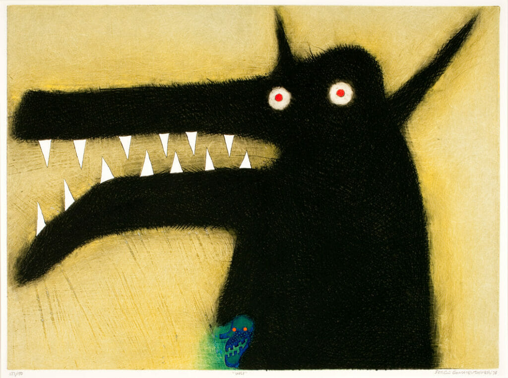 Wolf. Artist: Sergio Gonzalez-Tornero. Date: 1973. Medium: aquatint with embossing.