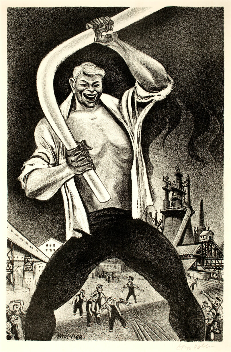 Joe Magarac. Artist: William Gropper. Date: 1946. Medium: lithograph.