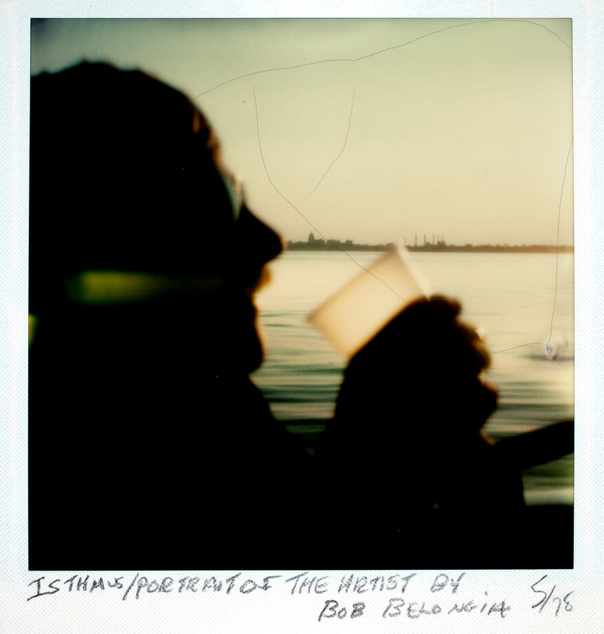 Isthmus/Portrait of the Artist by Bob Belongia. Artist: Gary Knowles. Date: 1978. Medium: manipulated Polaroid SX-70 photograph.