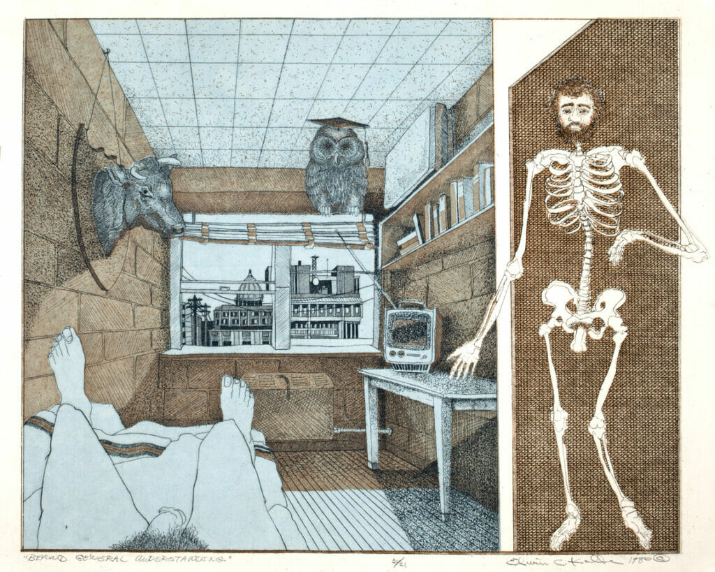 Beyond General Understanding. Artist: Edwin C. Kalke. Date: 1980. Medium: etching and aquatint.