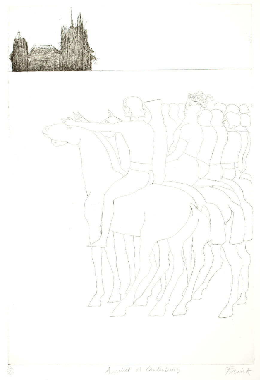 Arrival at Canterbury. Artist: Elisabeth Frink, Dame. Date: 1972. Medium: etching and aquatint.