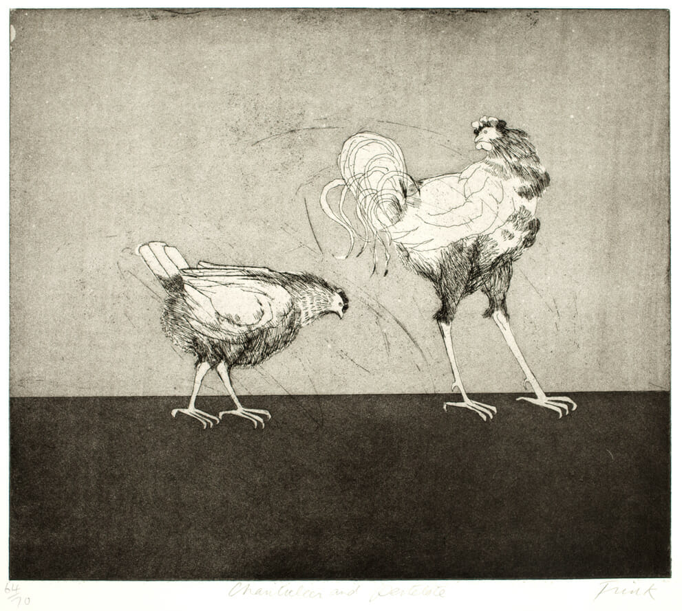 Chanticleer and Pertelote. Artist: Elisabeth Frink, Dame. Date: 1970. Medium: etching and aquatint.