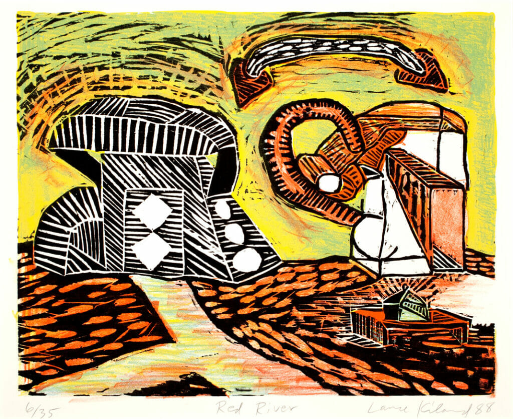 Red River. Artist: Lance Kiland. Date: 1988. Medium: lithograph and woodcut.
