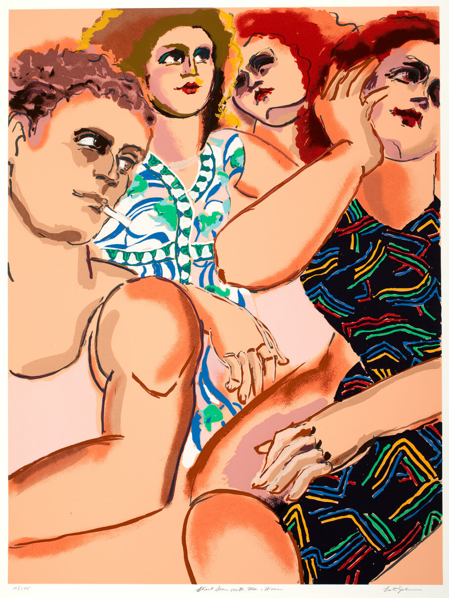 Street Scene with Man & Women. Artist: Lester Johnson. Date: 1979. Medium: screenprint.