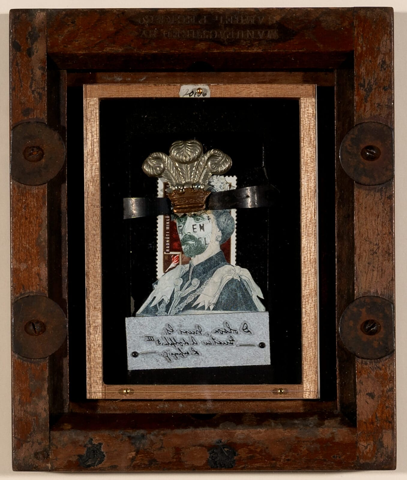 “…eternally unravished bride…” (confused monarch with aigrette). Artist: Walter Hamady. Date: 2012. Medium: collage, assemblage, construction and found objects.