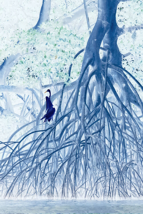 blue tree root art
