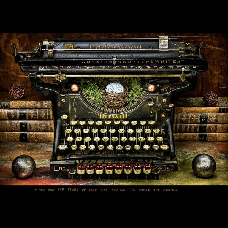 A painting of a vintage typewriter.