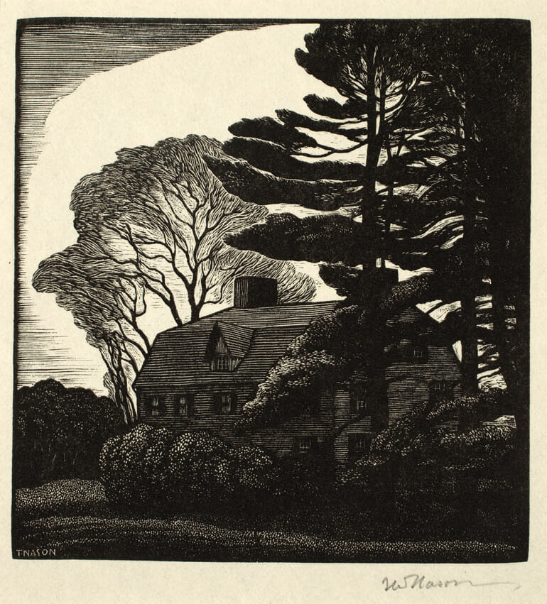 Hawthorne’s Old Manse. Artist: Thomas W. Nason. Medium: wood engraving.