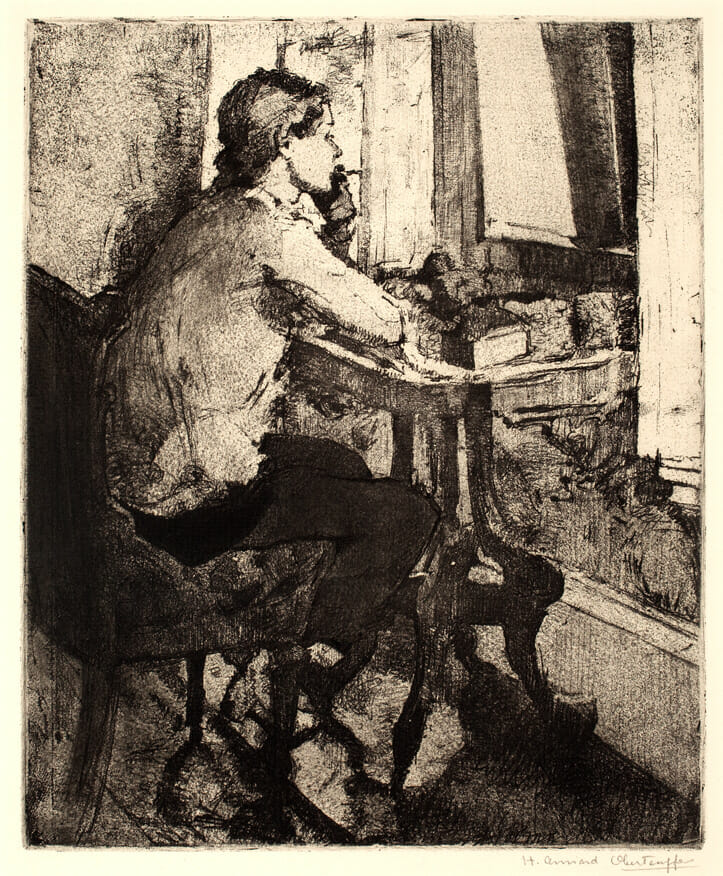 The Cigarette. Artist: Henriette Amiard Oberteuffer. Medium: aquatint.