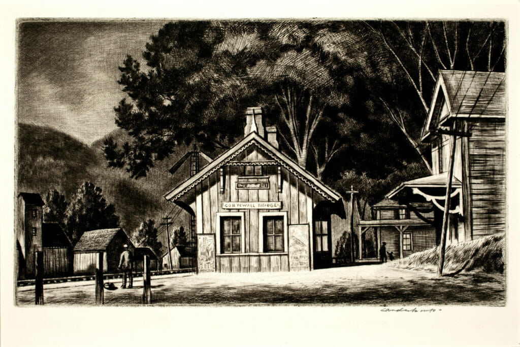 Cornwall Bridge. Artist: Armin Landeck. Medium: etching.