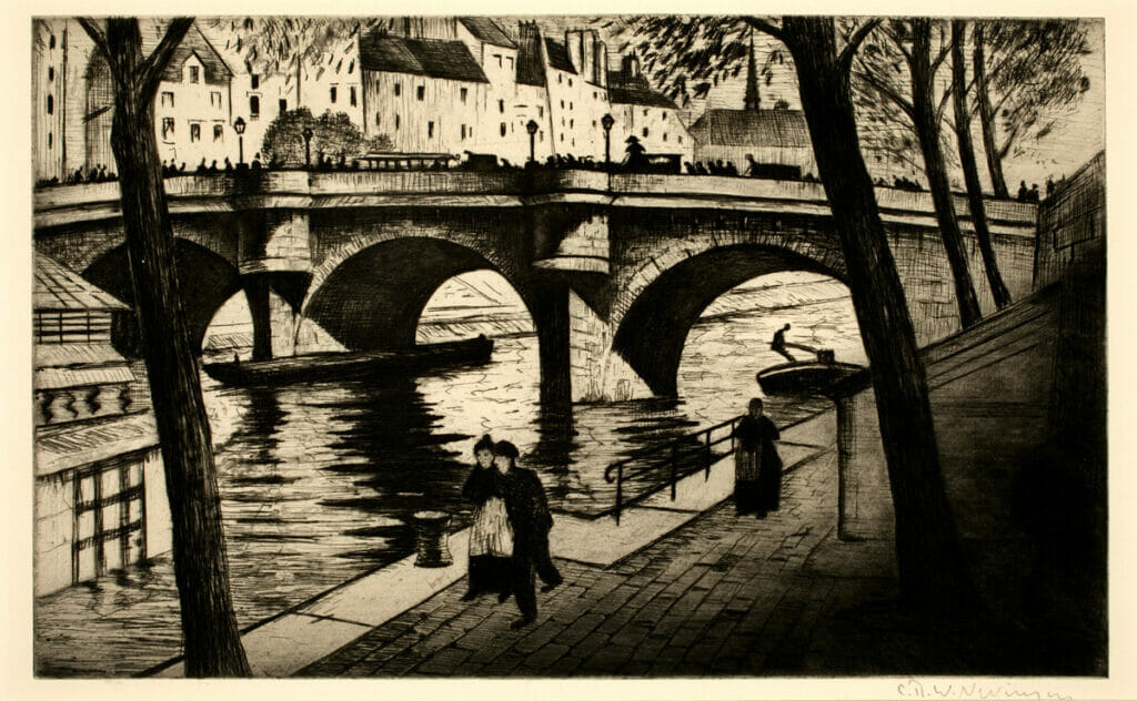 Le Pont Neuf. Artist: C.R.W. Nevinson. Medium: etching.