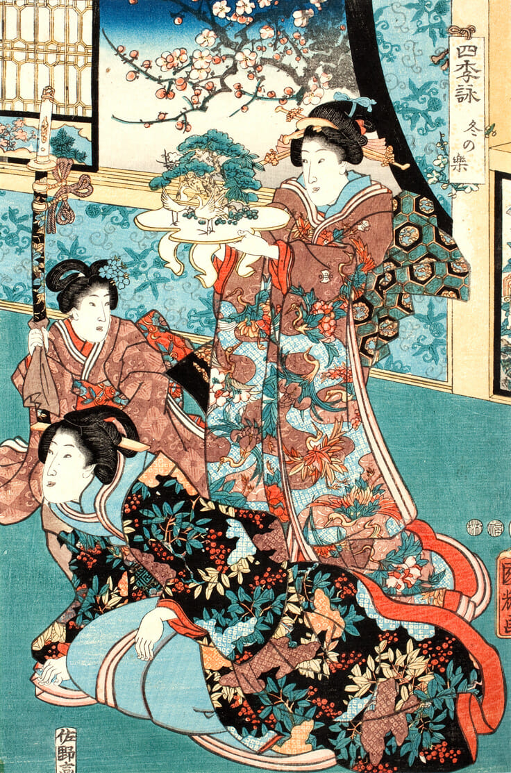 The Four Seasons, Winter Song. Artist: Utagawa Kuniteru. Medium: woodblock.