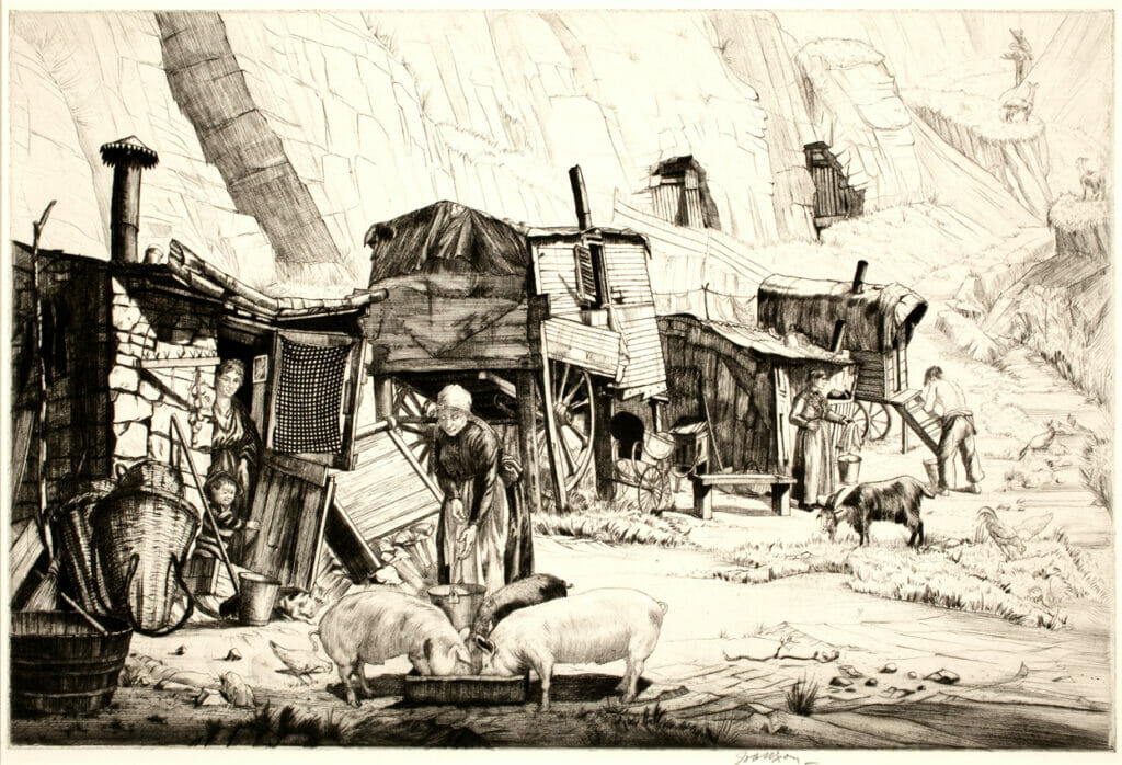 Cave Dwellers, Dieppe II. Artist: Job Nixon. Date: 1925. Medium: etching.