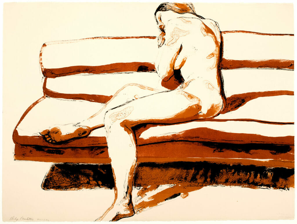 Nude on Couch. Artist: Philip Pearlstein. Date: 1969. Medium: lithograph with tusche washes, 3 colors, bleed print  (edit for label copy; per original worksheet entry).