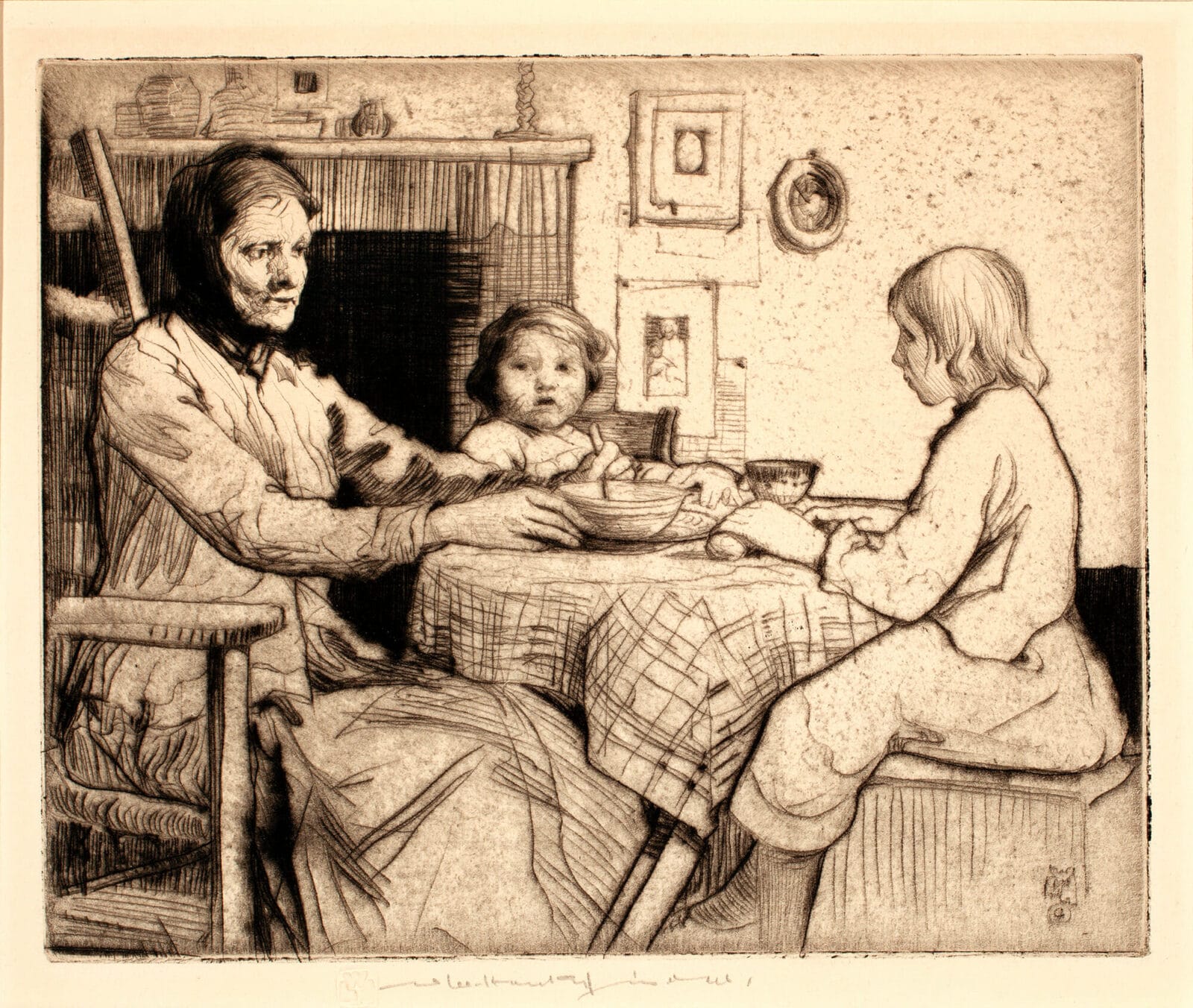 Le Petit Dejeuner. Artist: William Lee-Hankey. Medium: etching.