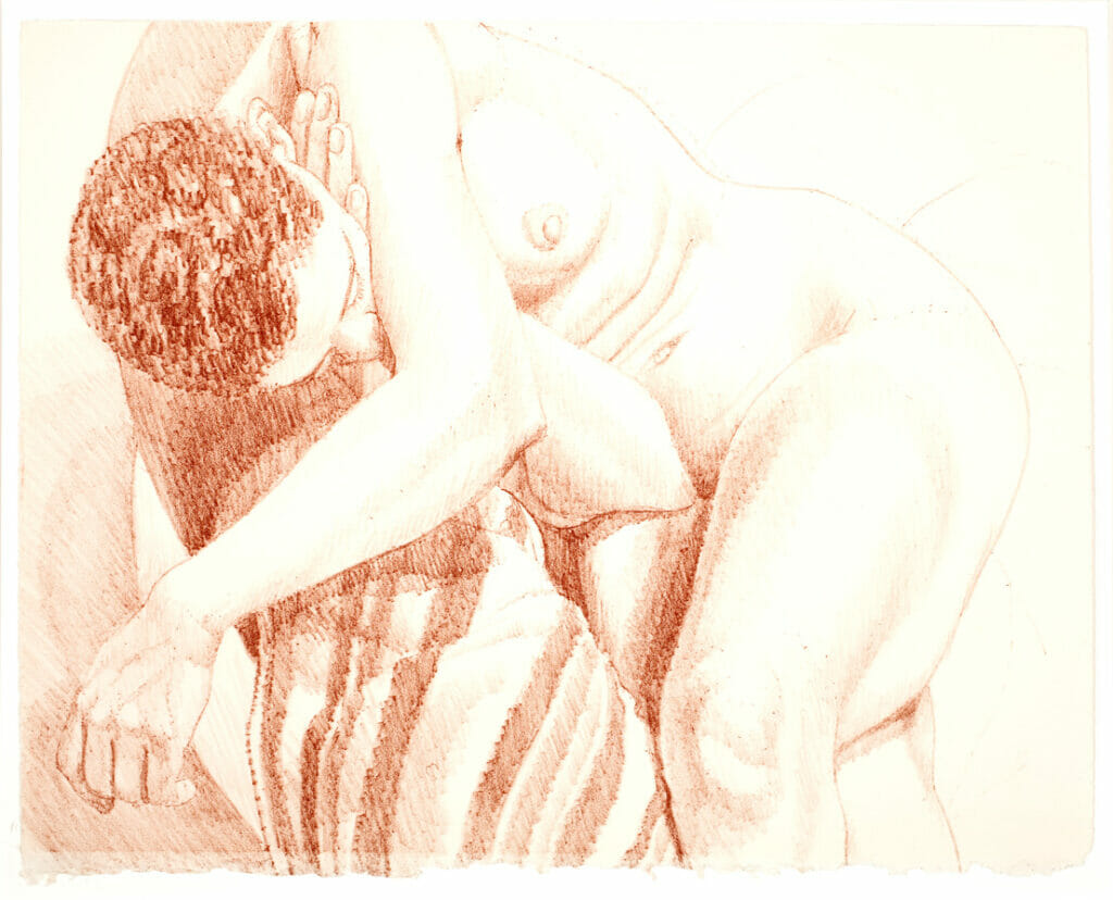 Untitled (Nude on Striped Shawl). Artist: Philip Pearlstein. Date: 1977. Medium: lithograph.