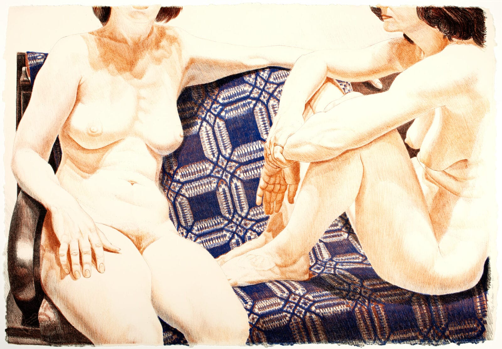 Two Nudes on Blue Coverlet. Artist: Philip Pearlstein. Date: 1977. Medium: lithograph.