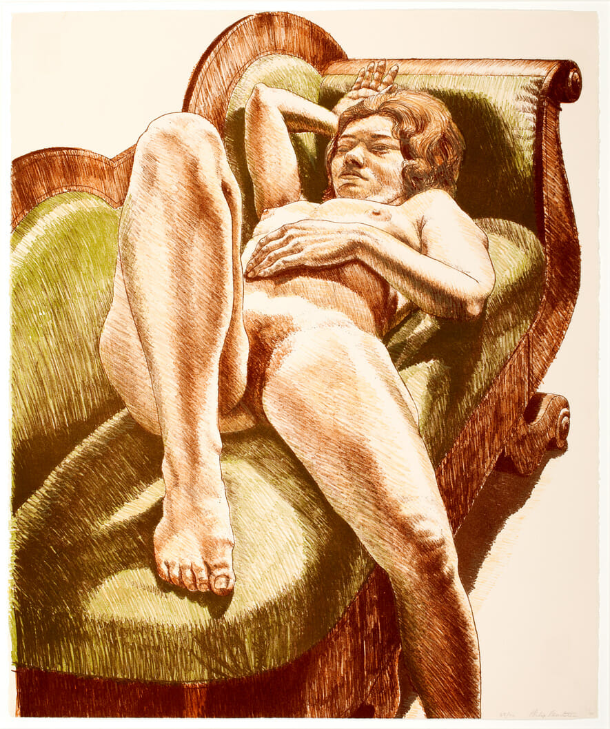 Reclining Nude on Green Couch. Artist: Philip Pearlstein. Date: 1971. Medium: lithograph.