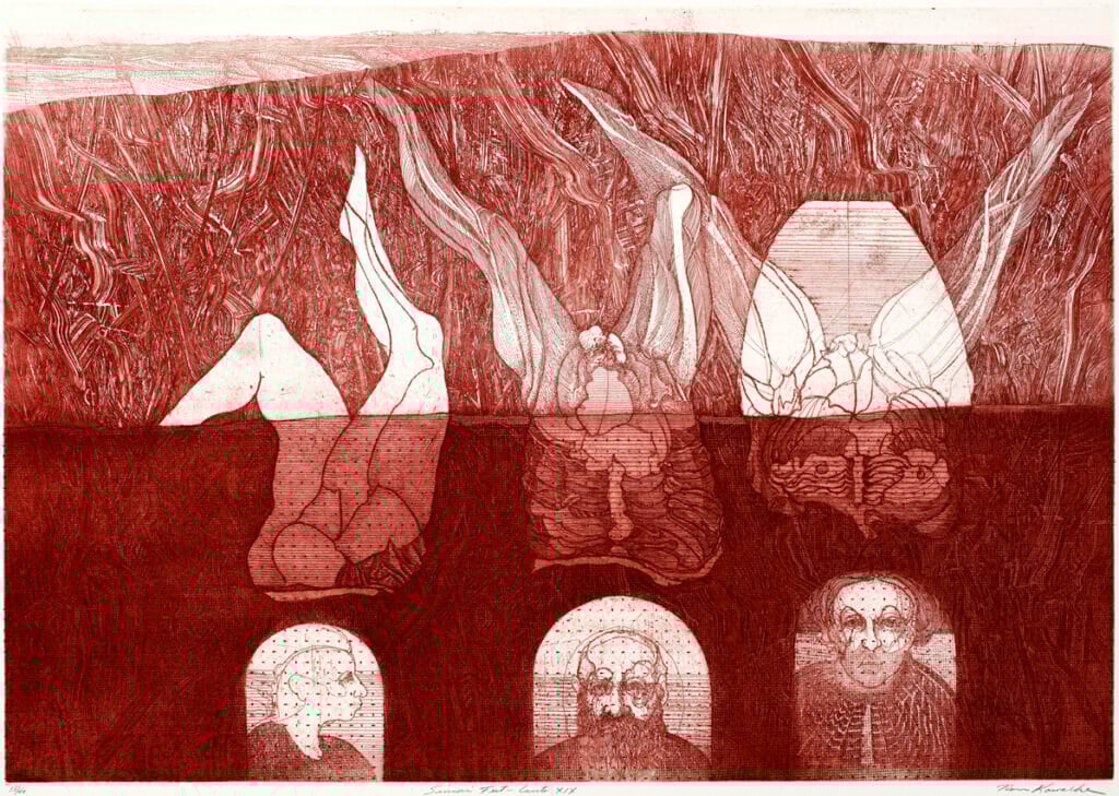 Inferno:  Sinner’s Feet. Artist: Ronald Kowalke. Date: 1970. Medium: etching on copper plate.