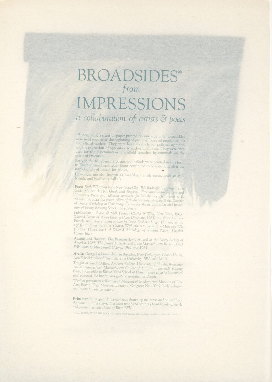 Tall Grasses. Artist: George Lockwood. Date: 1965. Medium: lithograph.