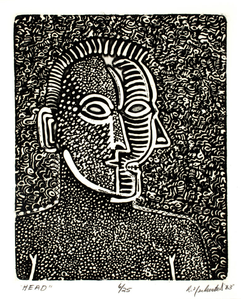 Head. Artist: Dennis Nechvatal. Date: 1983. Medium: intaglio.