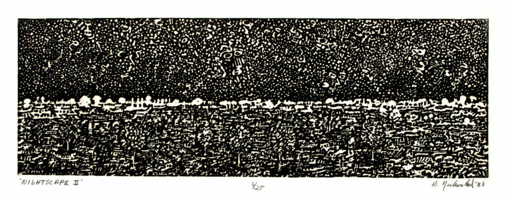 Nightscape II. Artist: Dennis Nechvatal. Date: 1983. Medium: intaglio.