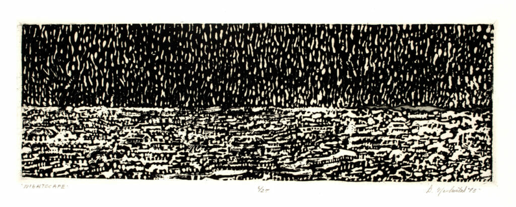 Nightscape. Artist: Dennis Nechvatal. Date: 1983. Medium: intaglio.