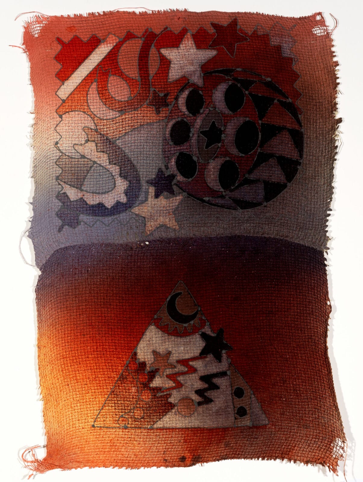 Don’t Hold Your Breath. Artist: James Pernotto. Date: 1976. Medium: screenprint on cast paper embedded on loosely woven fabric.
