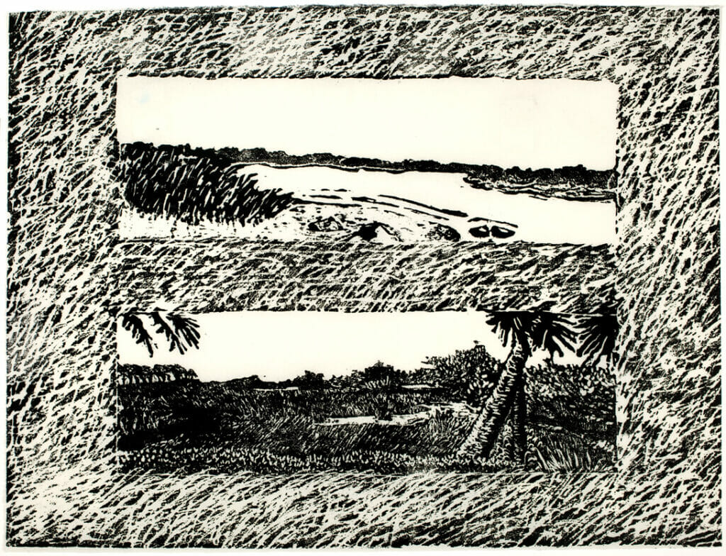 title unknown from Point of Departure II. Artist: Carol Paulson-Crawford. Date: 1997. Medium: woodcut.