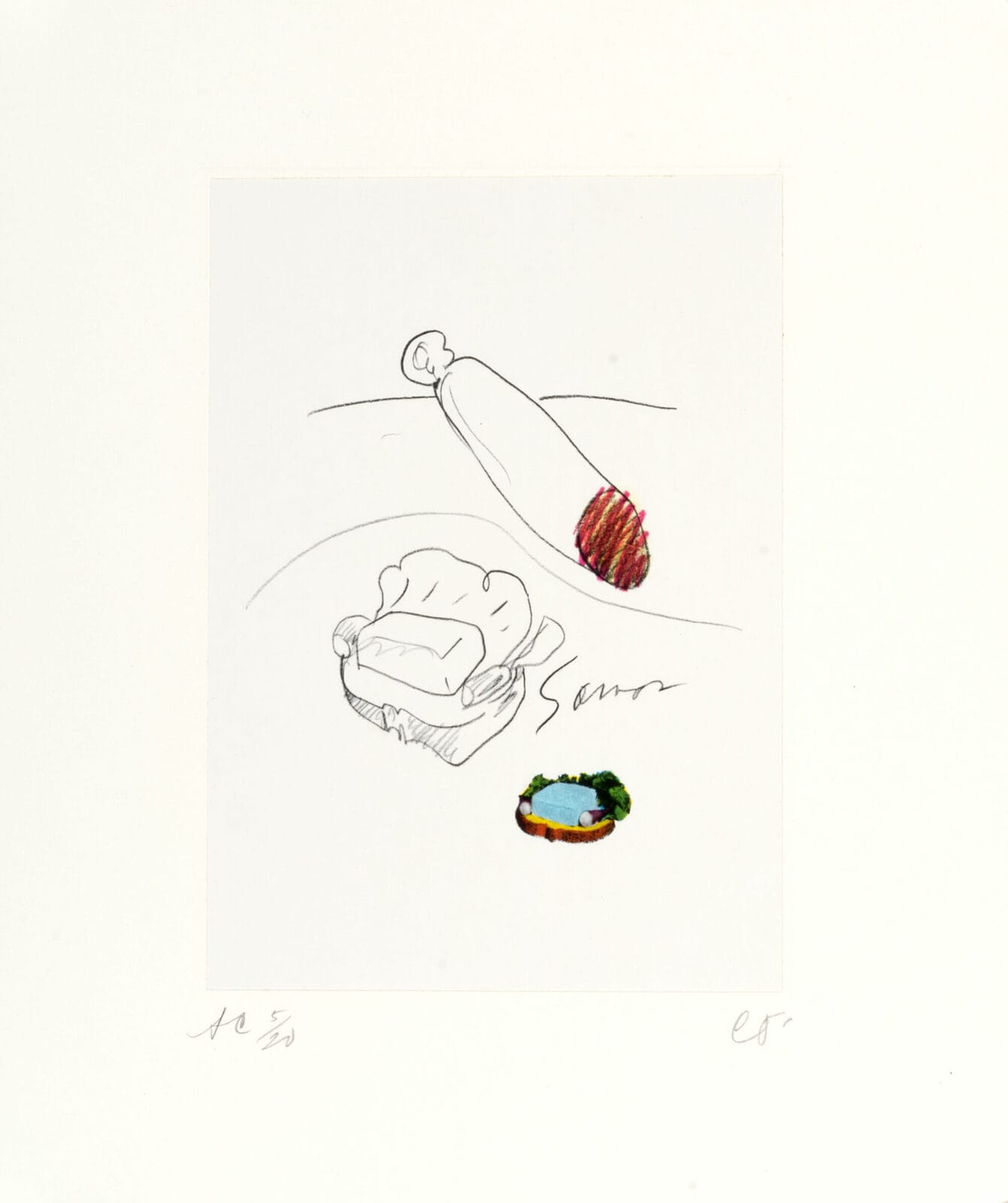Notes in Hand. Artist: Claes Oldenburg. Date: 1972. Medium: offset lithograph.