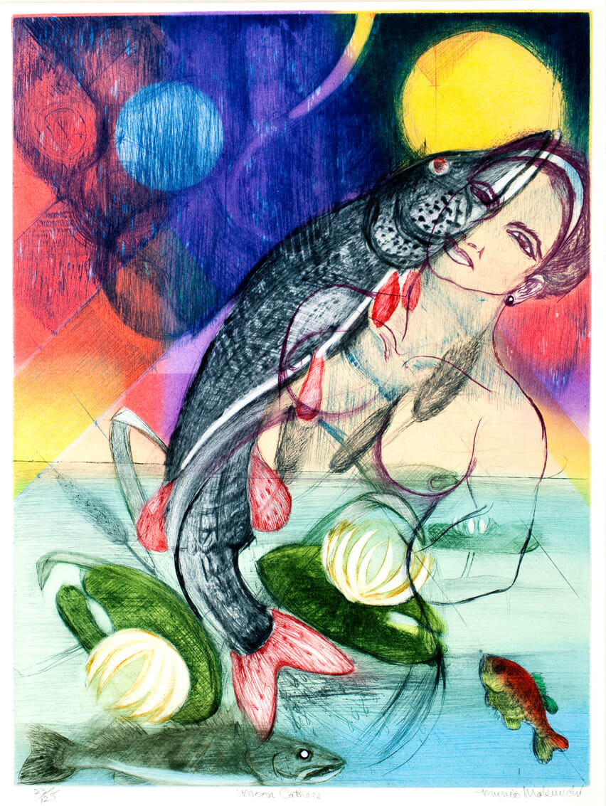 Moon Catcher. Artist: Munio Makuuchi. Medium: etching.