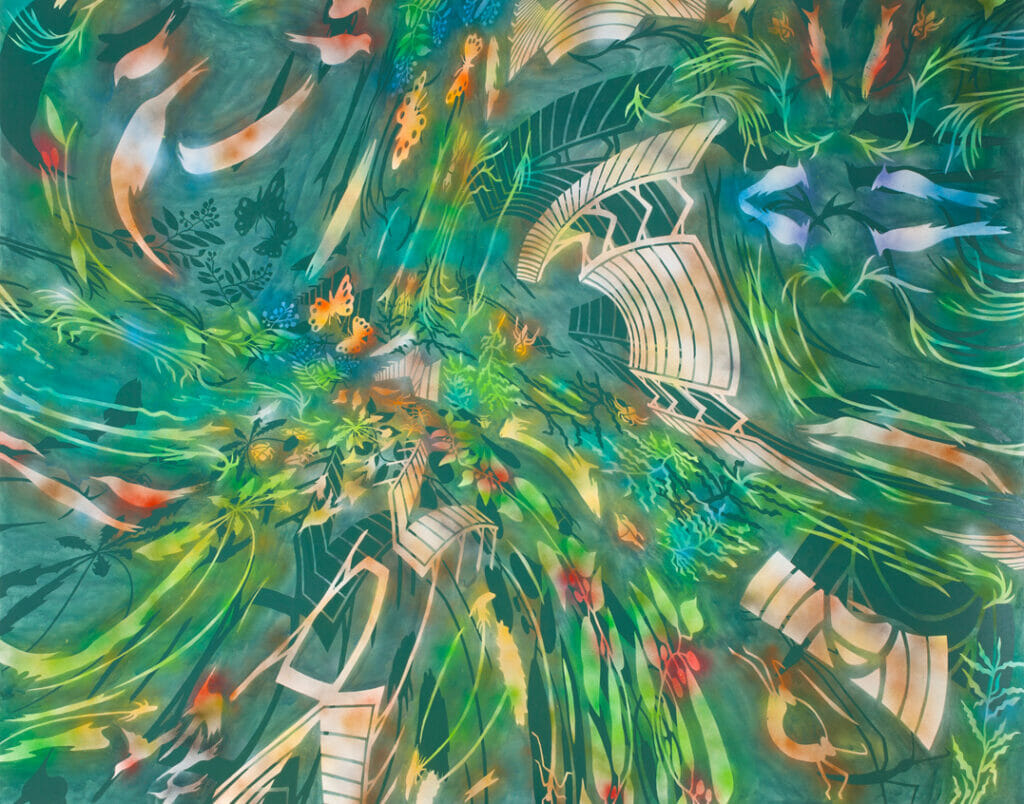 Undertow. Artist: Nancy Mladenoff. Date: 2005. Medium: oil and spray paint on canvas.