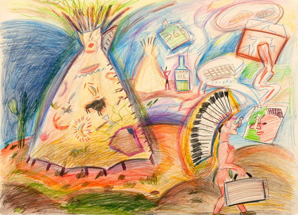 Untitled (teepee). Artist: Mark Mulhern. Date: 1984. Medium: colored graphite on paper.