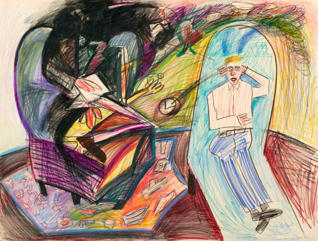 Untitled (clock). Artist: Mark Mulhern. Date: 1984. Medium: colored graphite on paper.