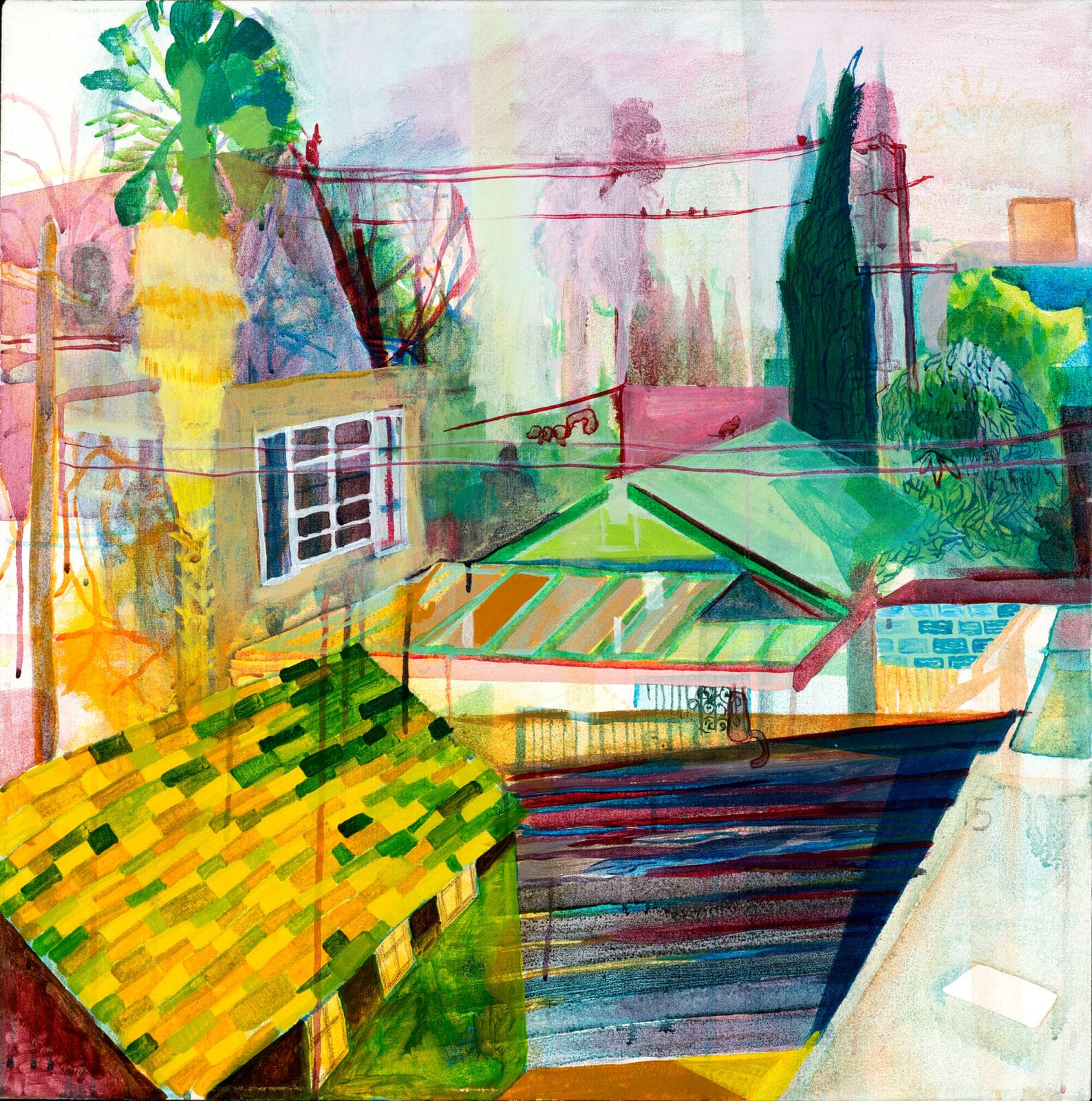 Neighborhood Watched. Artist: Nick Lowe. Date: 2004. Medium: acrylic on canvas.