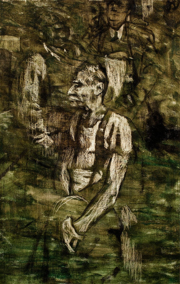 Street Scene. Artist: Jack Levine. Date: 1936. Medium: oil and chalk on paper.