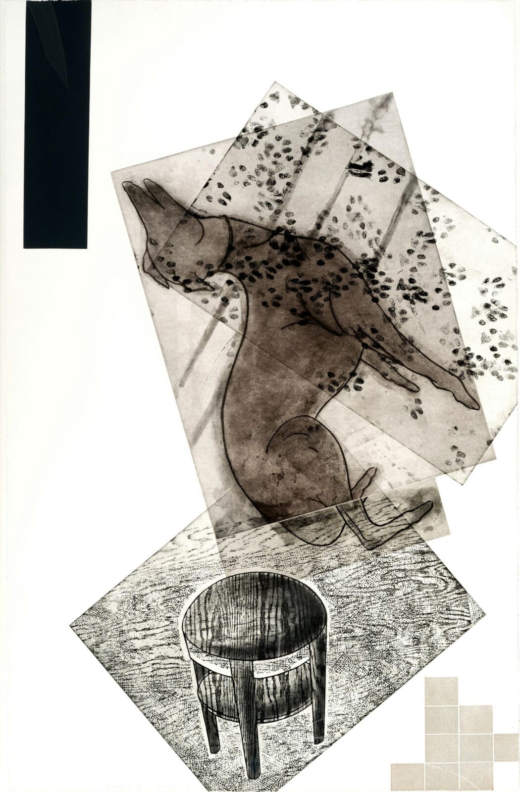 Leaping Dog. Artist: Frances Myers. Date: 1990. Medium: etching and relief on paper.
