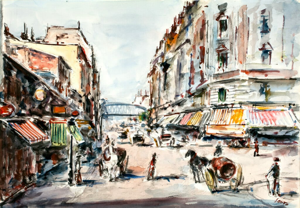 Street Scene in Paris. Artist: Arturo Souto. Date: n.d.. Medium: watercolor.