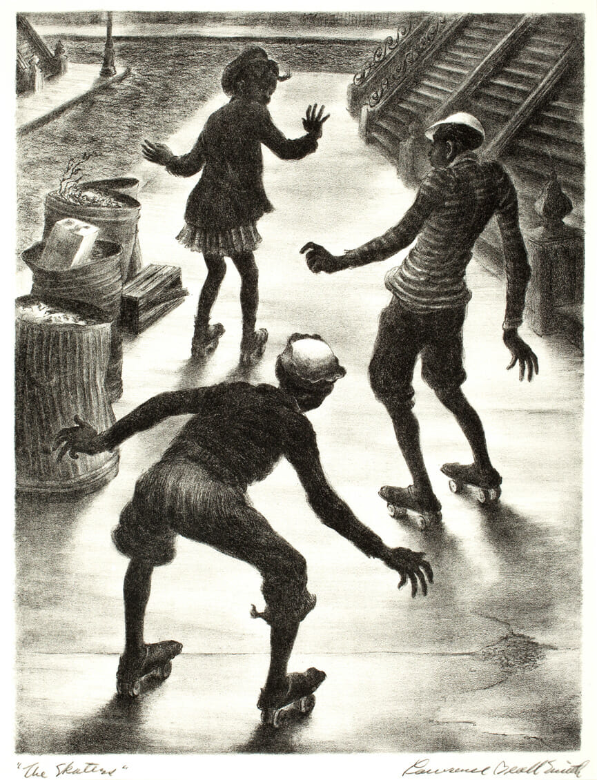 The Skaters. Artist: Lawrence Beall Smith. Date: 1939. Medium: lithograph.