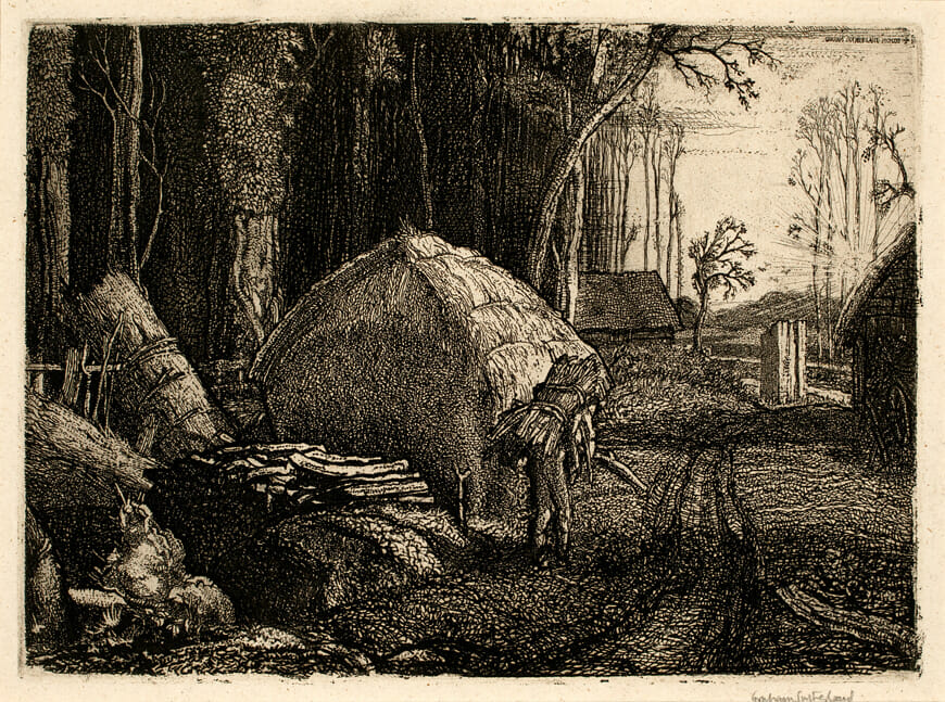 Pecken Wood. Artist: Graham Sutherland. Date: 1925. Medium: soft ground etching.
