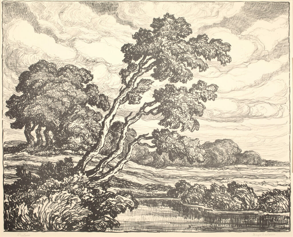 Pastures. Artist: Sven Birger Sandzen. Medium: lithograph.